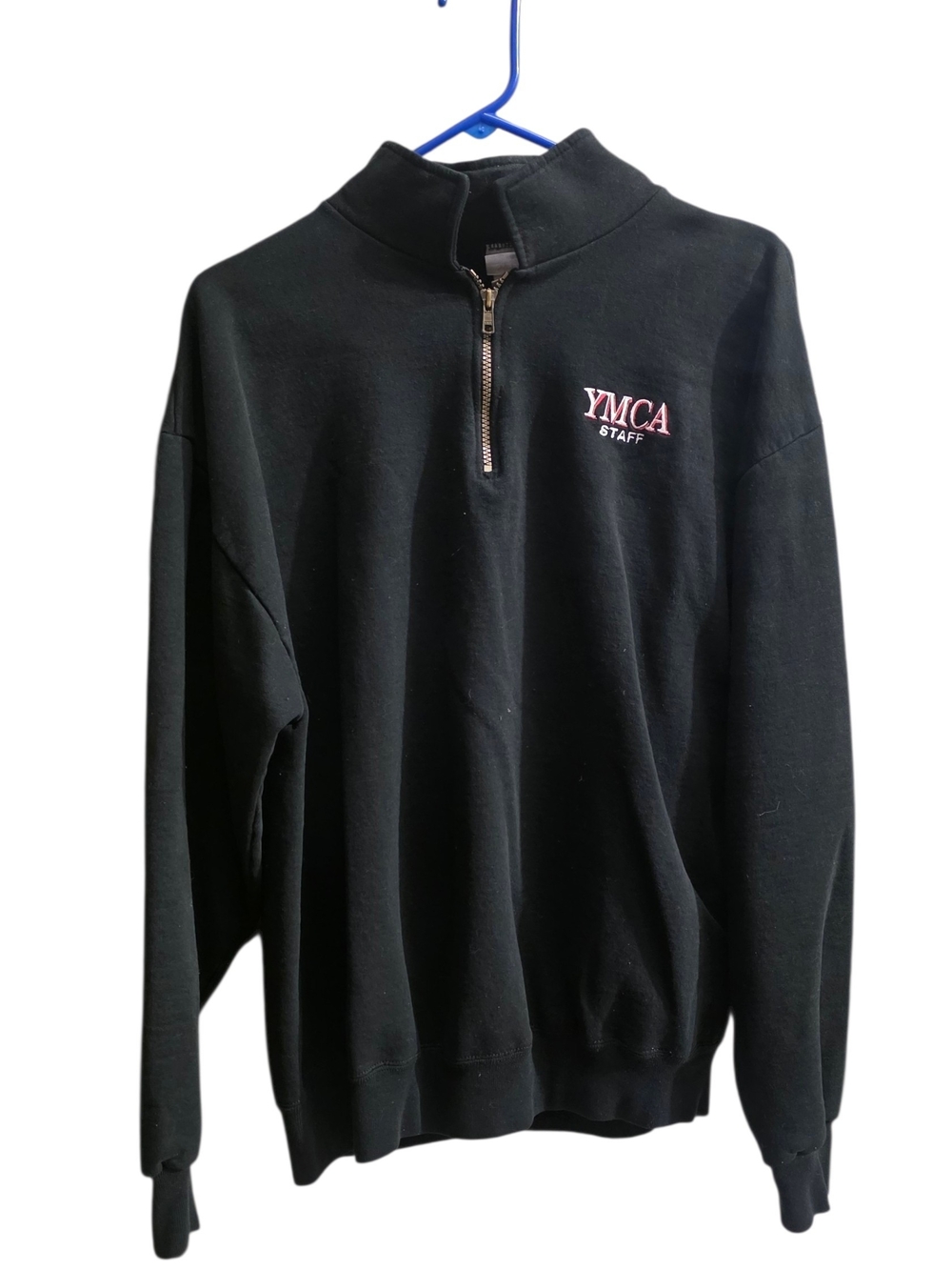 Jerzees Black Quarter-Zip Sweatshirt with Red YMCA Staff Embroidery